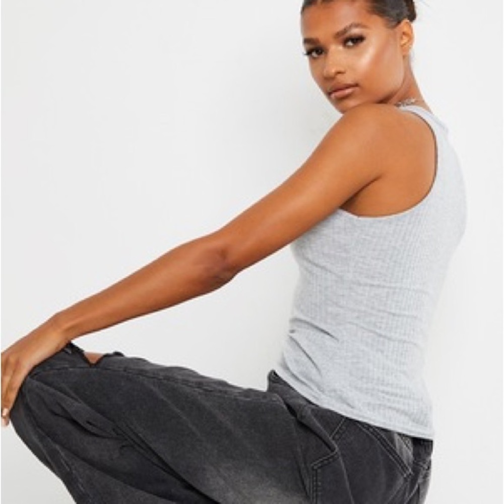 (B18) PrettyLittle Thing Grey Marl Rib‎ Racer Tank, Size 6, NWT - Picture 4 of 9